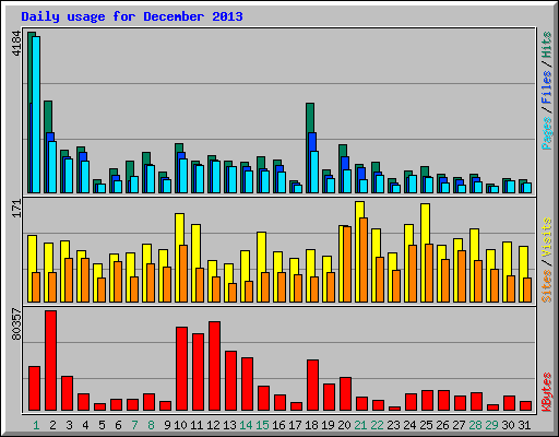 Daily usage for December 2013
