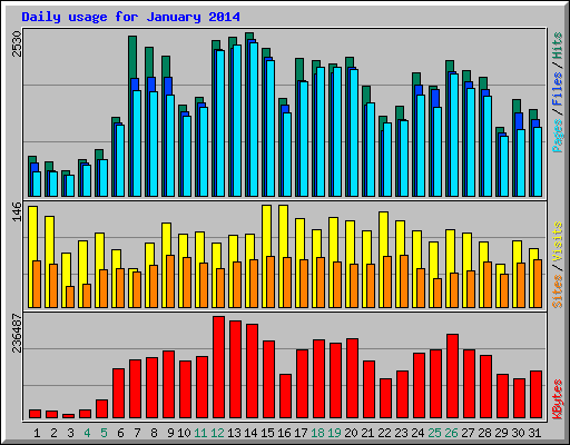 Daily usage for January 2014