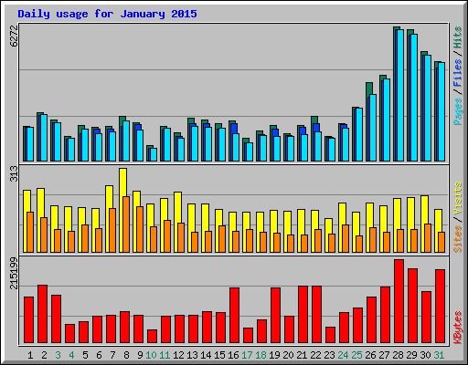 Daily usage for January 2015