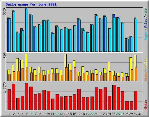 Daily usage for June 2021