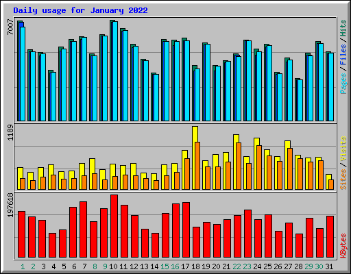 Daily usage for January 2022