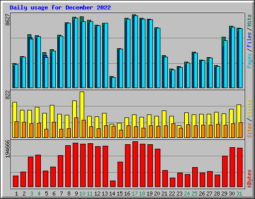 Daily usage for December 2022