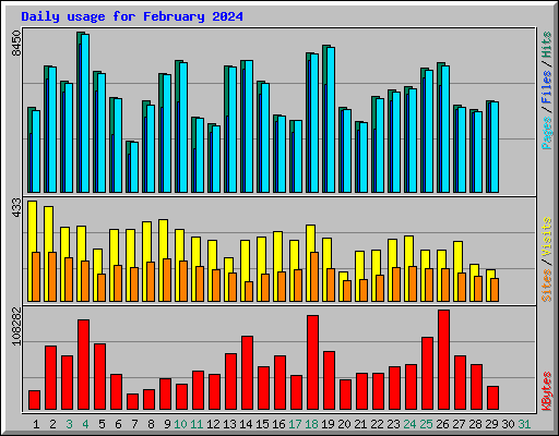 Daily usage for February 2024