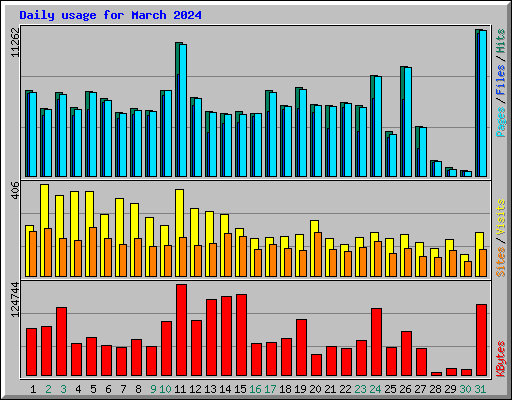 Daily usage for March 2024