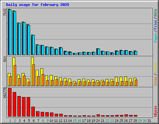 Daily usage for February 2025