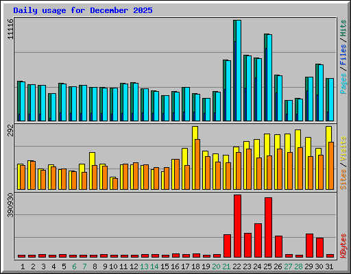 Daily usage for December 2025