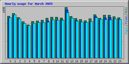 Hourly usage for March 2025